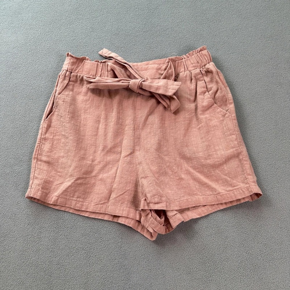 Shein Womens XS Dusty Rose Pink Paperbag Waist Tie Shorts High Rise Pocket 3180